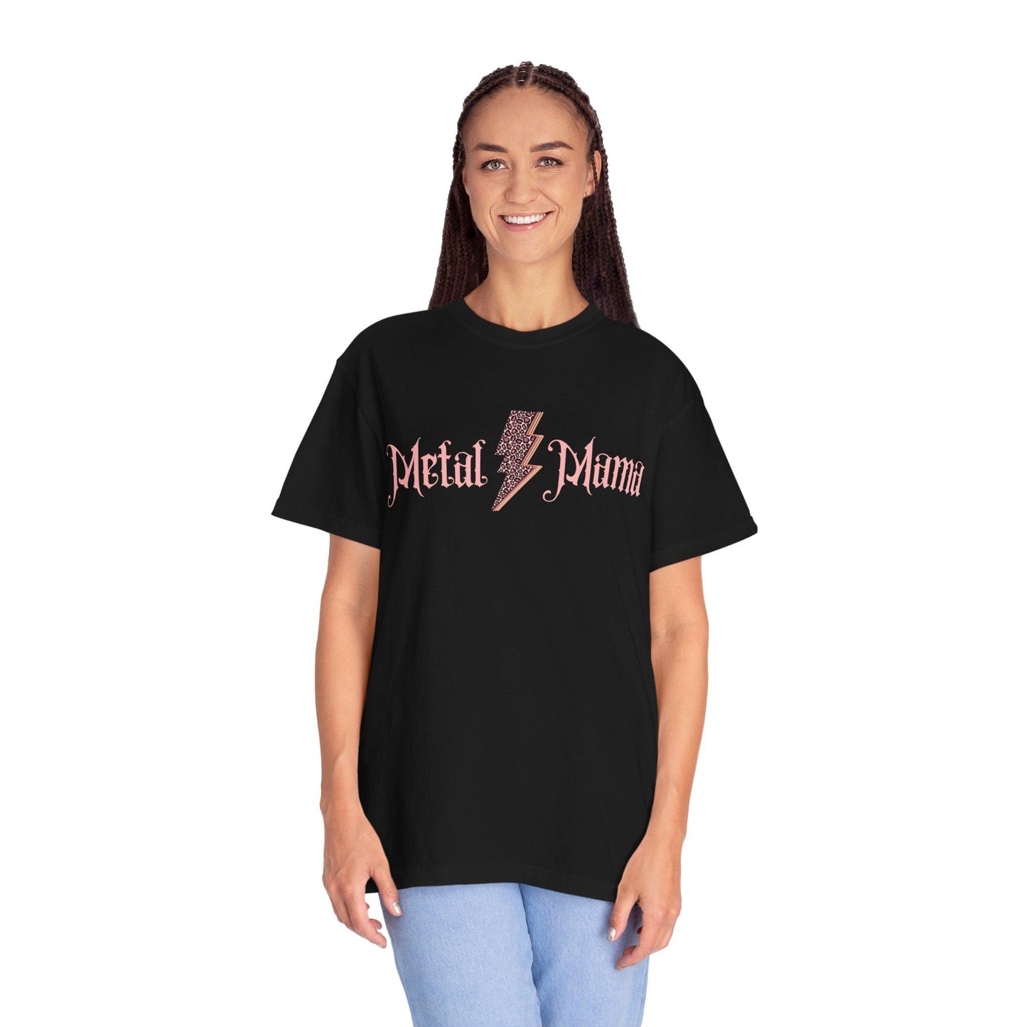 Metal Mama Graphic Tee Pink Leopard Bolt Edition