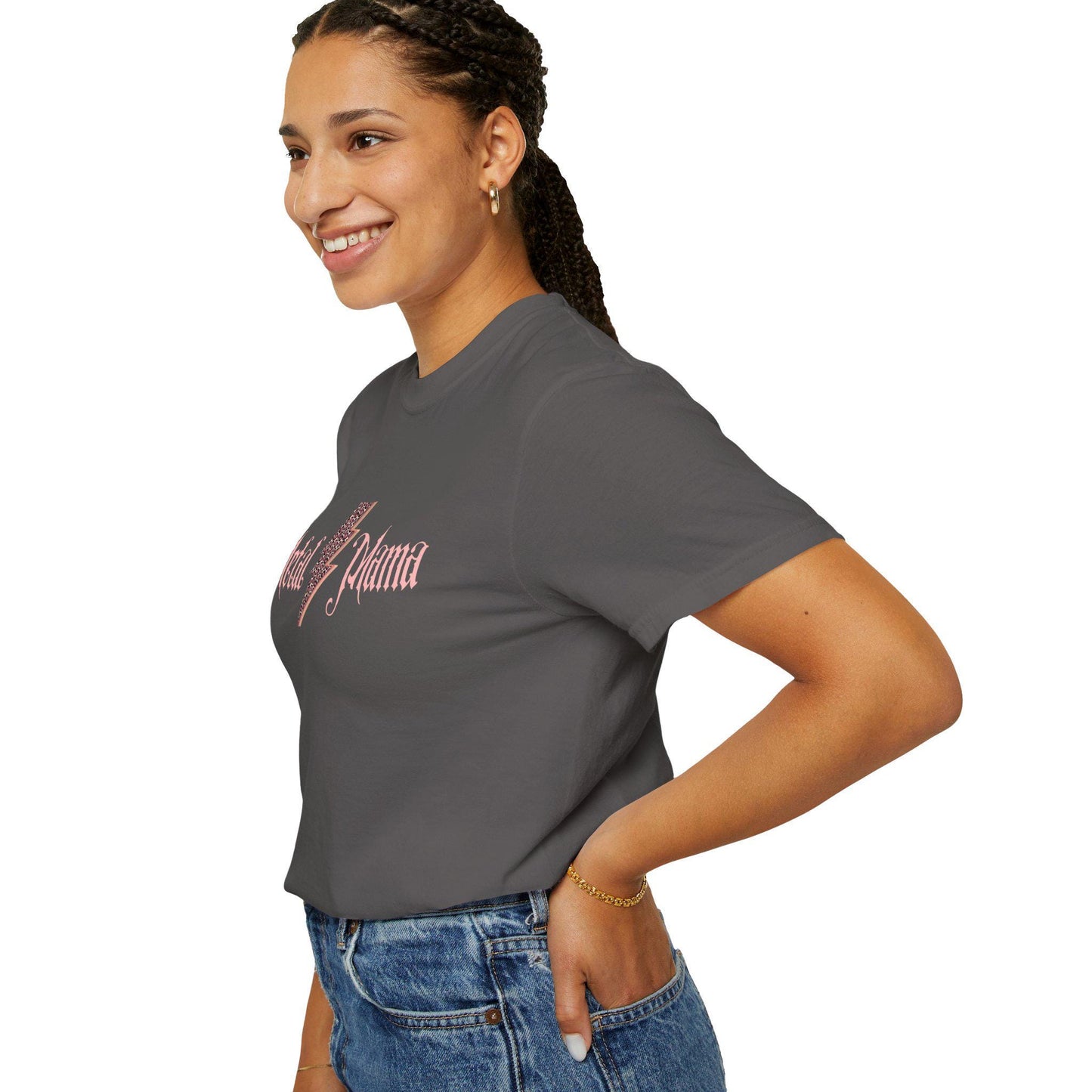 Metal Mama Graphic Tee Pink Leopard Bolt Edition