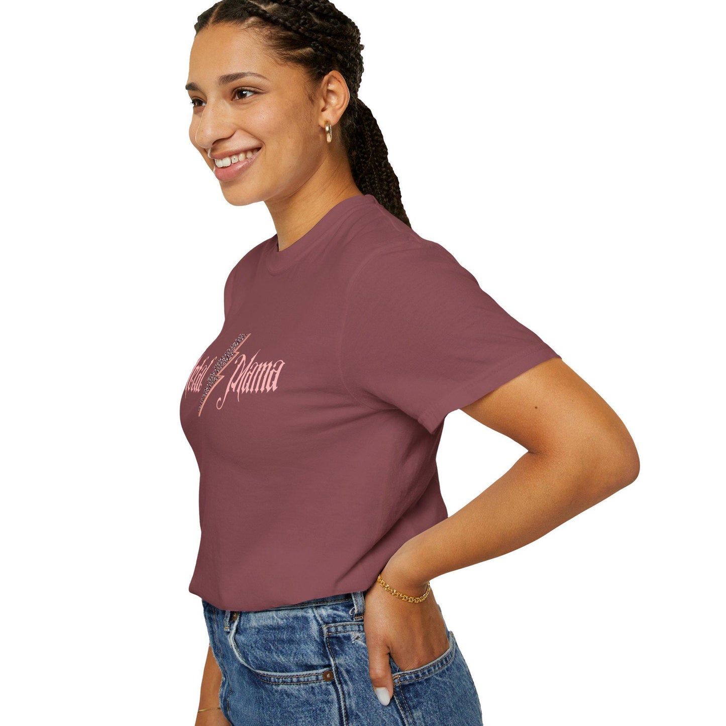 Metal Mama Graphic Tee Pink Leopard Bolt Edition