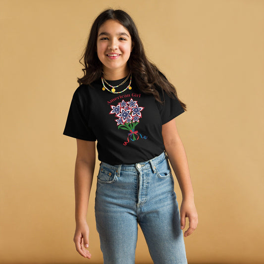 Bloom with Pride: American Flag Flower T-Shirt