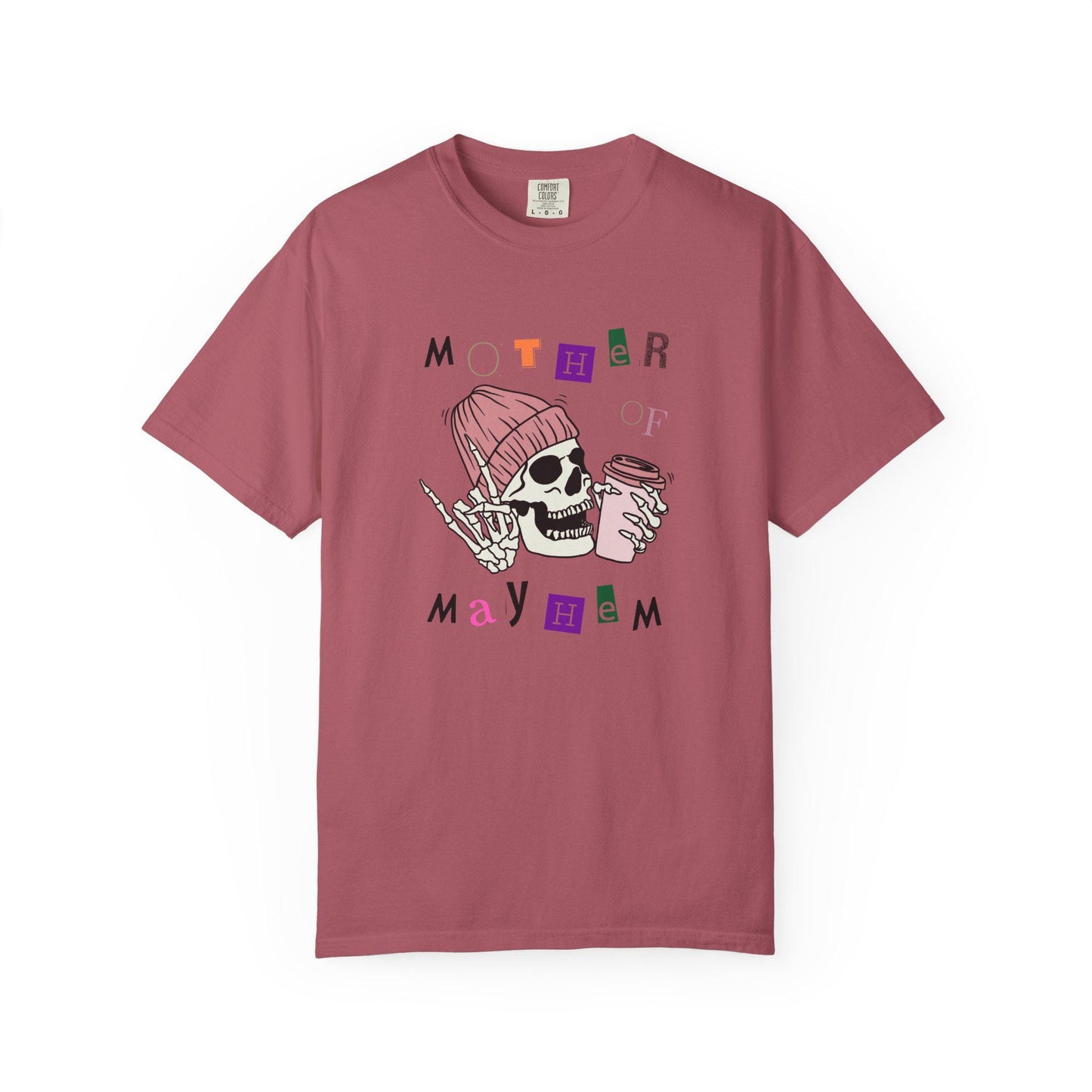 Mother of Mayhem Rockin Skull and Coffee Graphic Tee