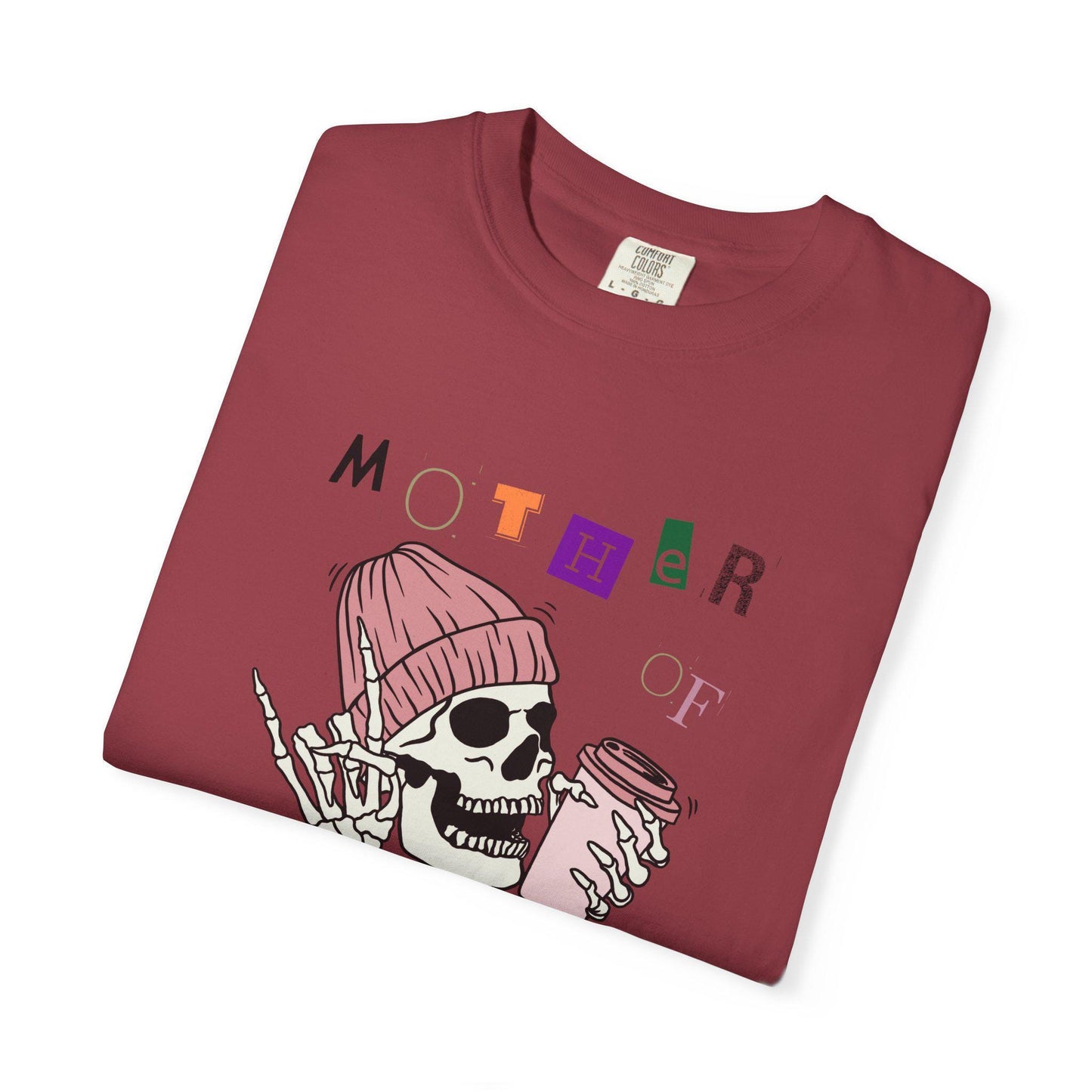 Mother of Mayhem Rockin Skull and Coffee Graphic Tee