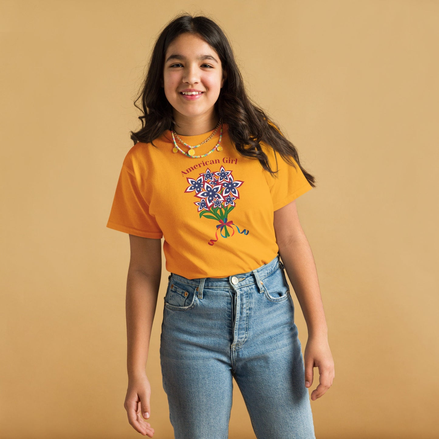 Bloom with Pride: American Flag Flower T-Shirt