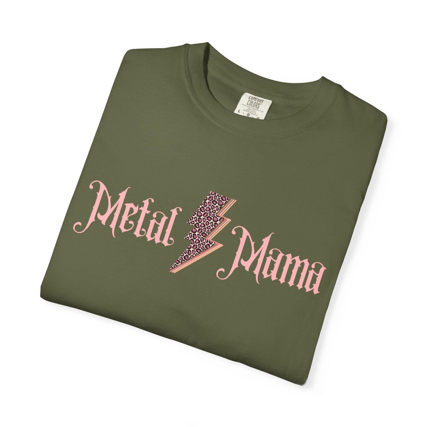 Metal Mama Graphic Tee Pink Leopard Bolt Edition