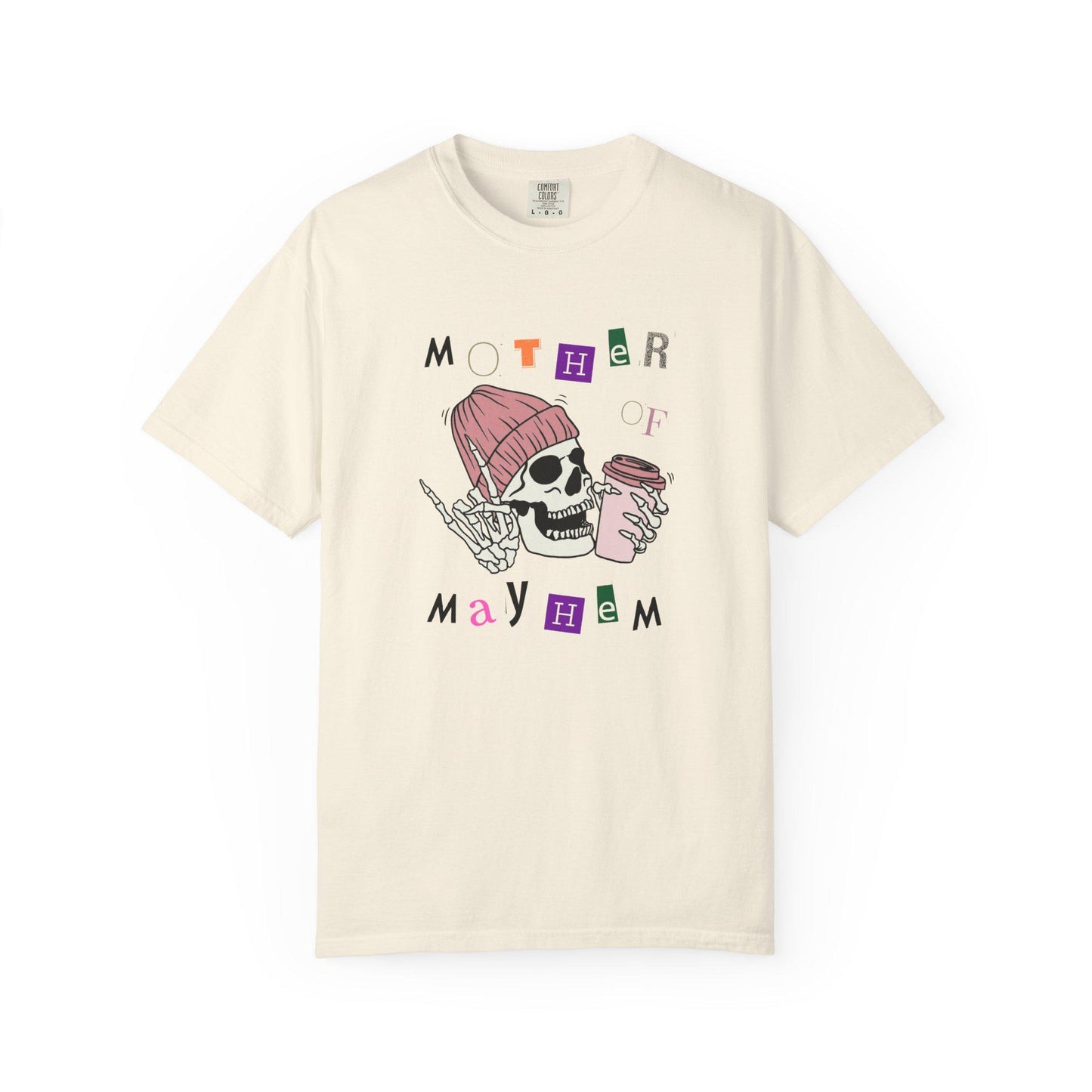 Mother of Mayhem Rockin Skull and Coffee Graphic Tee