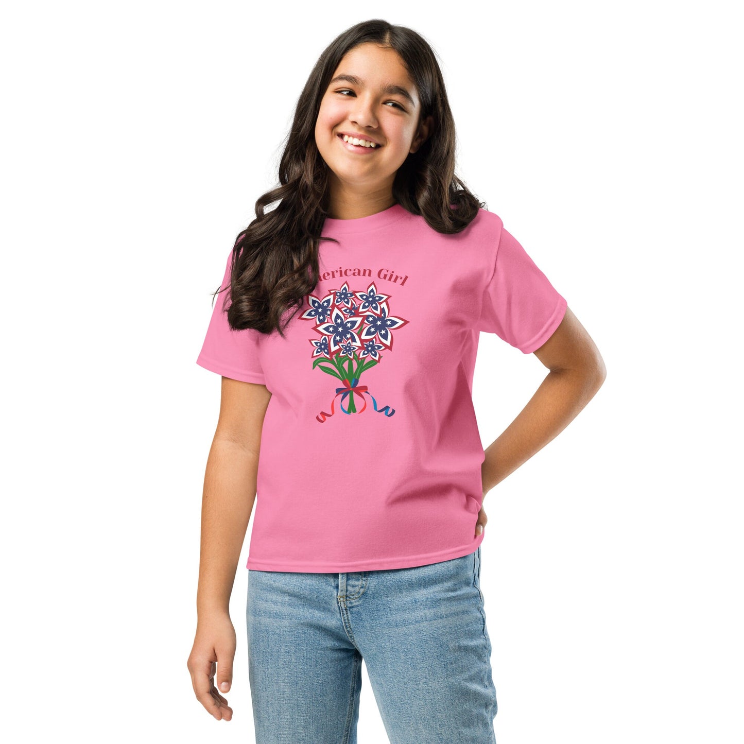Bloom with Pride: American Flag Flower T-Shirt