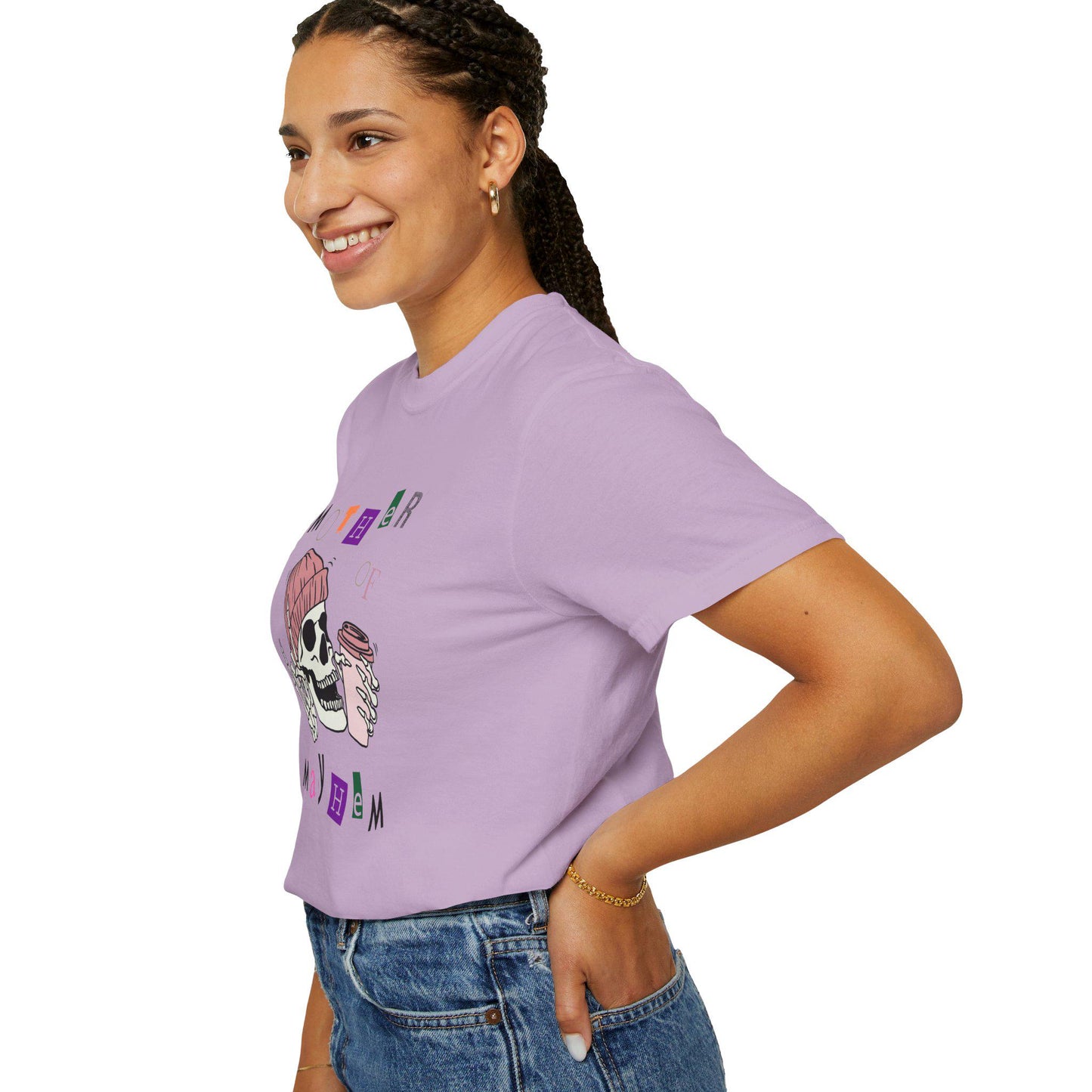 Mother of Mayhem Rockin Skull and Coffee Graphic Tee